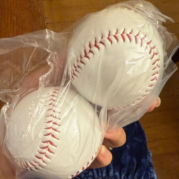 2 Pack Baseballs Classic Blank White with Red Stitching Solid Cork Core - Picture 3 of 3